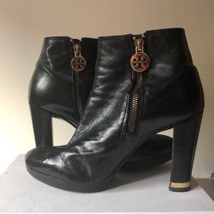 Tory Burch Booties, Sz. 8M, Black Leather